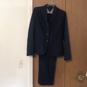 Blue pin striped suit